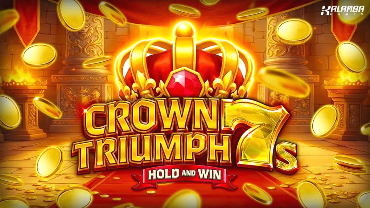 Interface do slot Crown Triumph 7s Hold and Win com símbolos clássicos e elementos luxuosos
