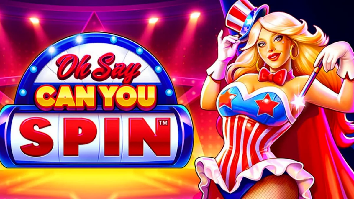 Cenário festivo e patriótico do slot Oh Say Can You Spin